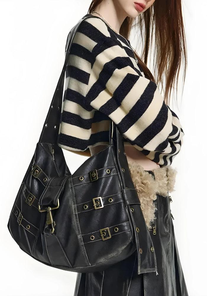 Y2K Grunge Faux Leather Belted Bag - Image 3