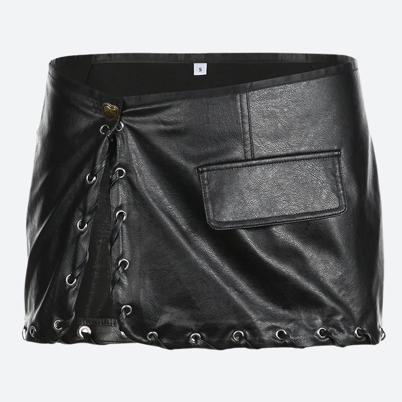 Y2K Grunge Faux Leather Mini Skirt - Image 4