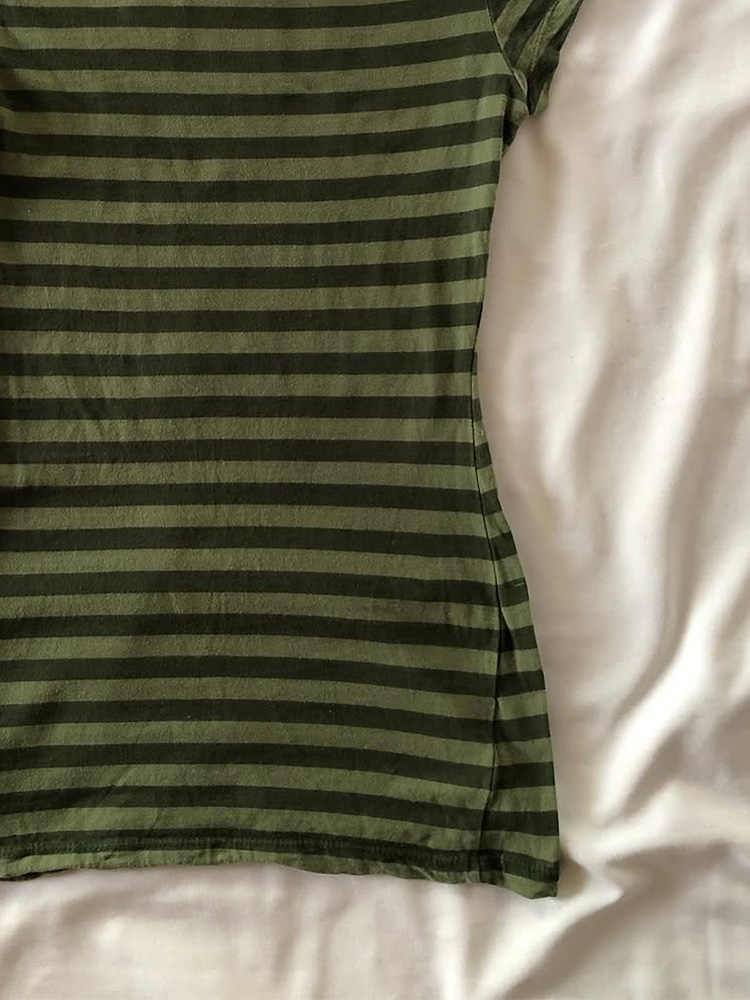 Y2K Grunge Green Striped T-shirt - Image 5