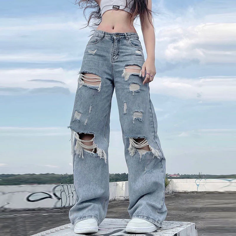 Y2K Grunge Ripped Barrel Jeans - Image 7