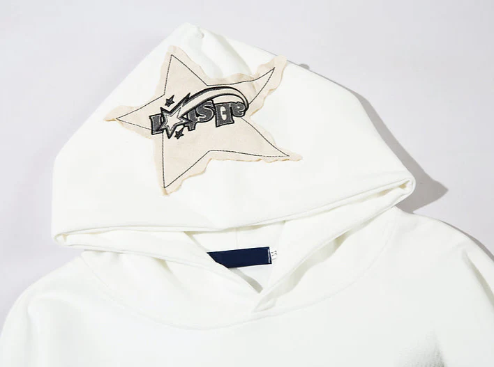 Y2K Grunge Star Patch Velvet Hooded Sweatshirt - Image 4