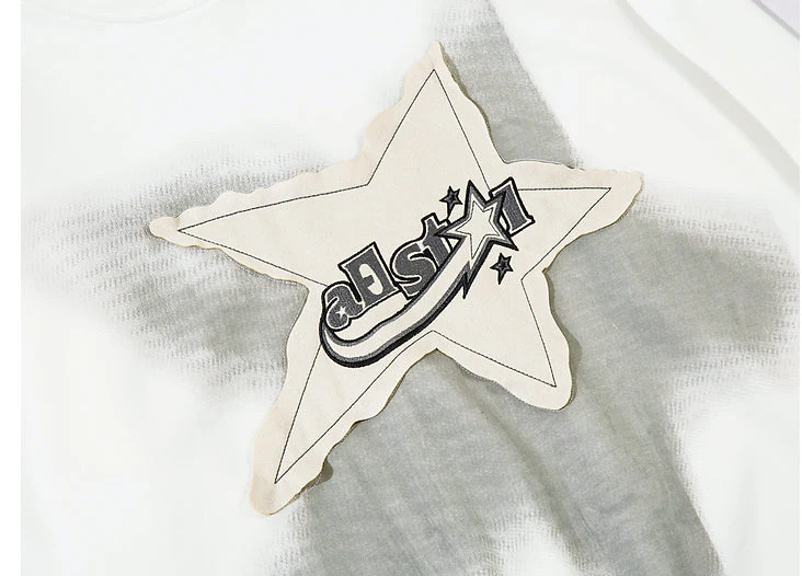 Y2K Grunge Star Patch Velvet Hooded Sweatshirt - Image 5