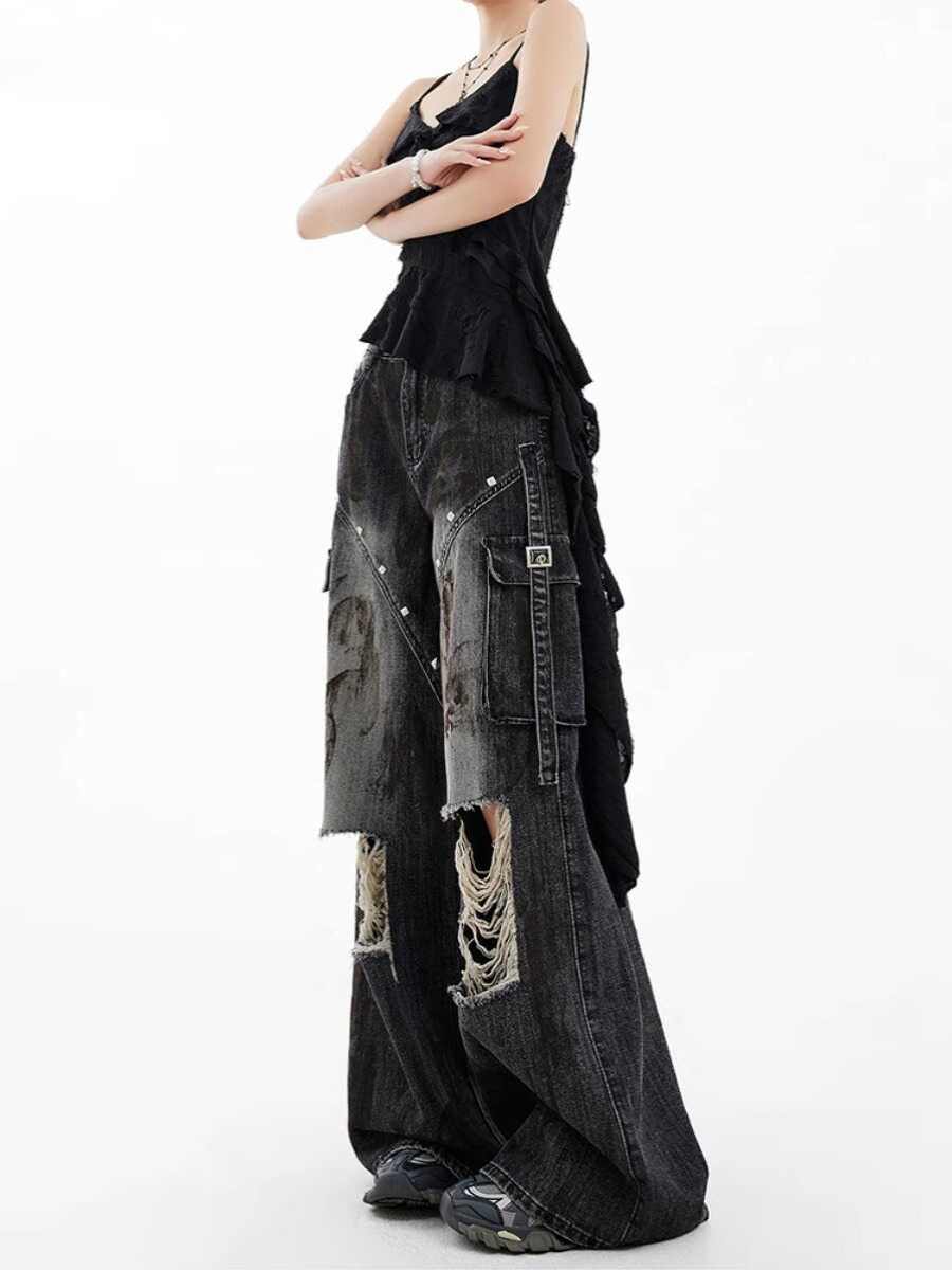 Y2K Grunge Street Distressed Baggy Jeans - Image 3