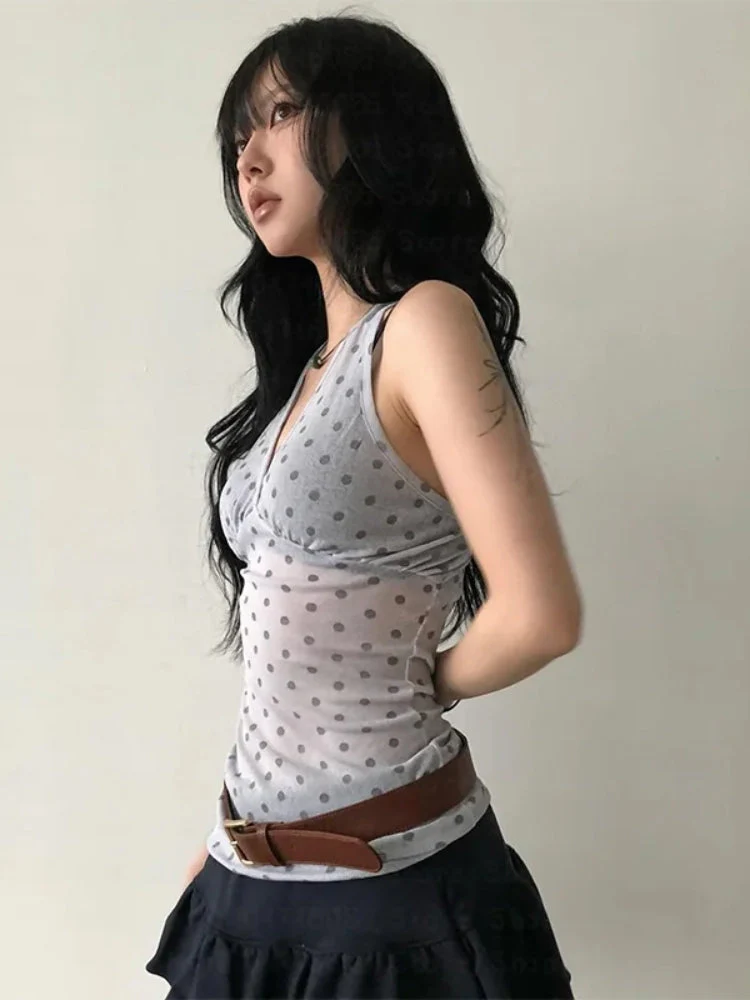 Y2K Halter Neck Polka Dot Top - Image 2