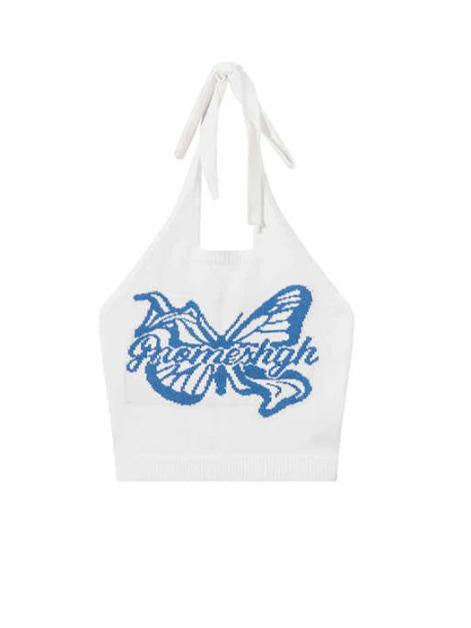 Y2K Halterneck Butterfly Tank Top - Image 2