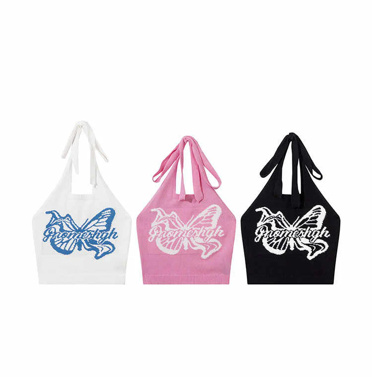Y2K Halterneck Butterfly Tank Top - Image 4