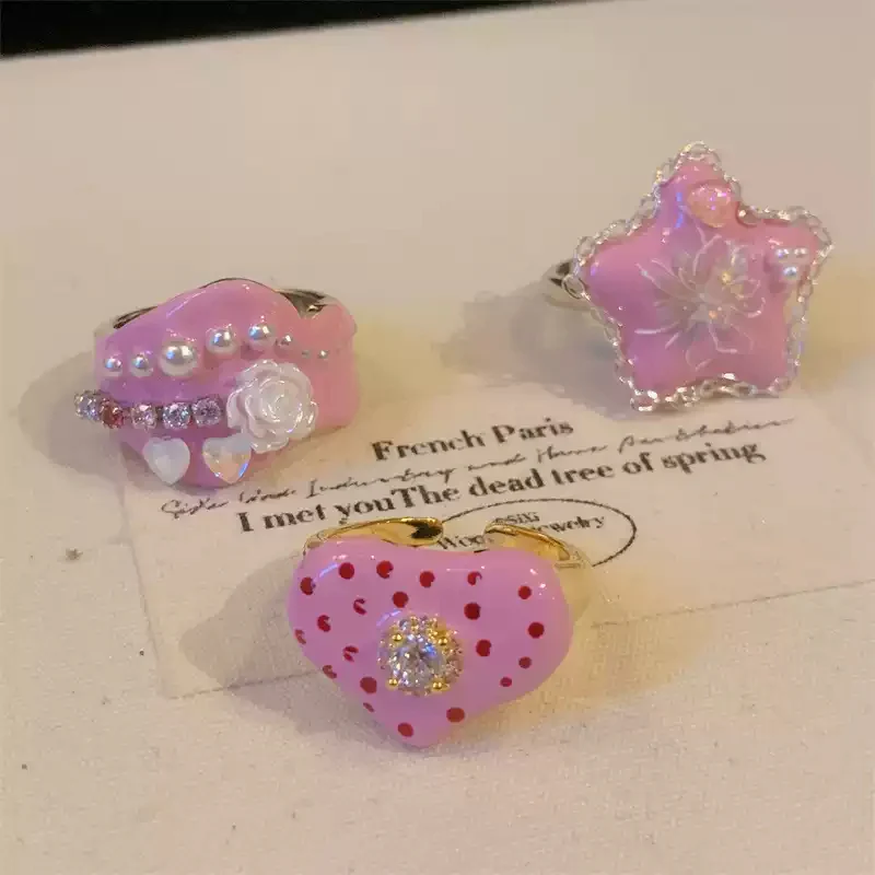 Y2K Handmade Star Love Stacking Ring Set - Image 2