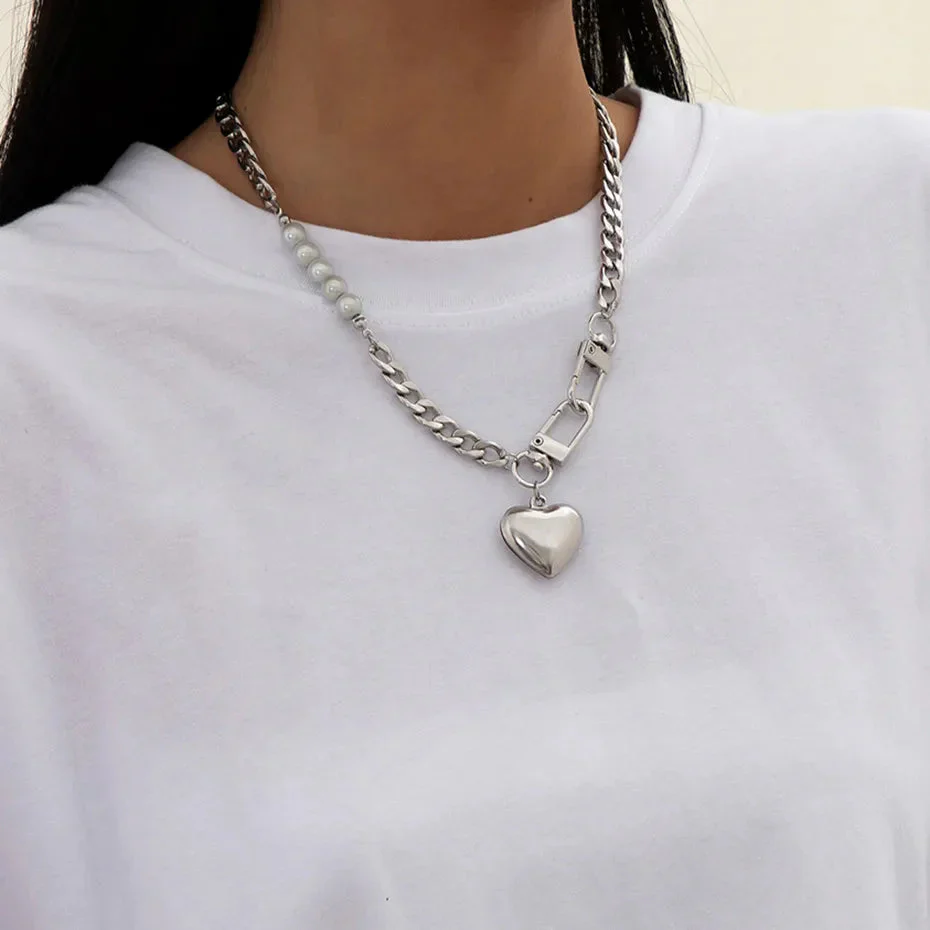 Y2K Heart Chain Beaded Necklace - Image 5