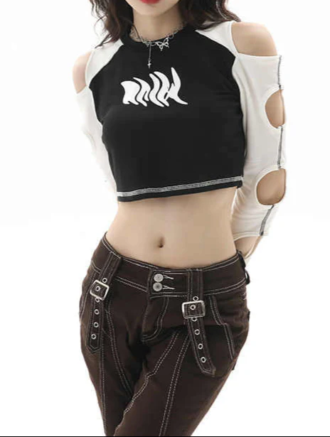 Y2K Hollow Acubi Long-sleeved Top - Image 3