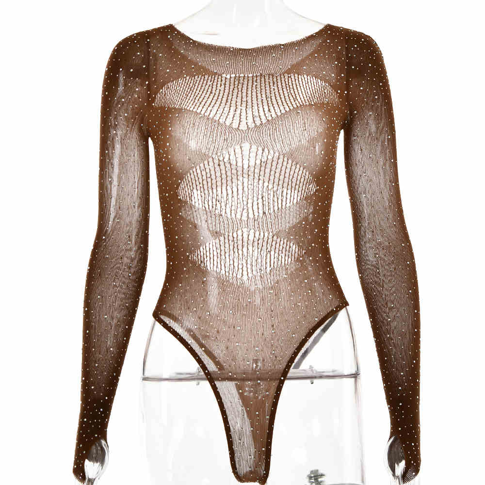 Y2K Hot Girl Hollow Mesh Long-sleeved Jumpsuit - Image 6