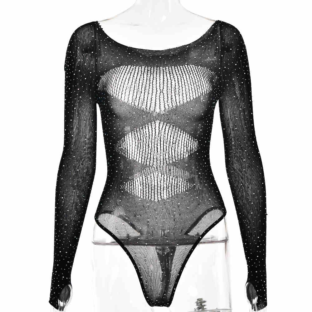Y2K Hot Girl Hollow Mesh Long-sleeved Jumpsuit - Image 7