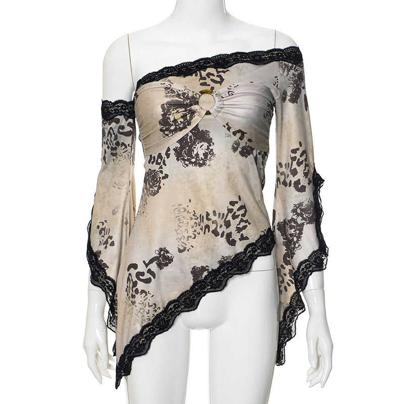 Y2K Irregular Off-Shoulder Long-sleeved Top - Image 2