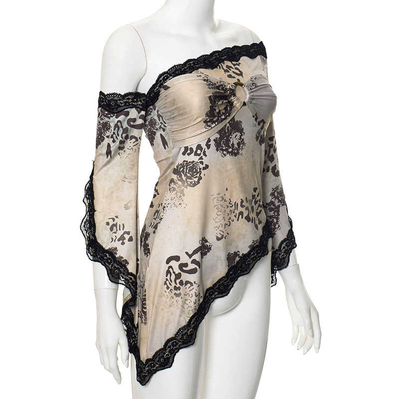 Y2K Irregular Off-Shoulder Long-sleeved Top - Image 3