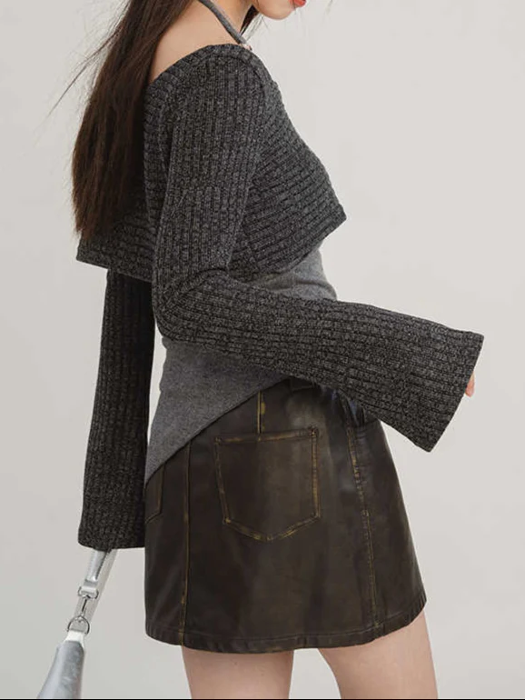 Y2K Irregular Two-piece Long-sleeved Top - Image 3