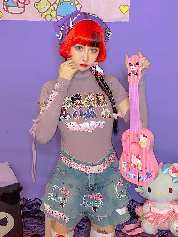 Y2K Kitty Denim Skirt - Image 2