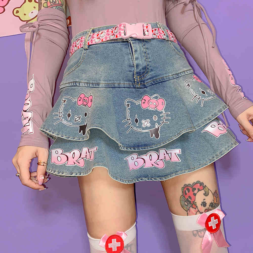 Y2K Kitty Denim Skirt - Image 5