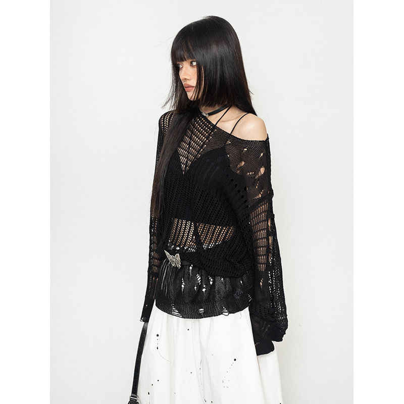 Y2K Knitted Hollow Blouse - Image 3