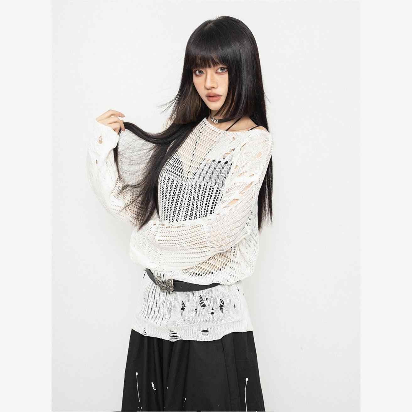 Y2K Knitted Hollow Blouse - Image 4