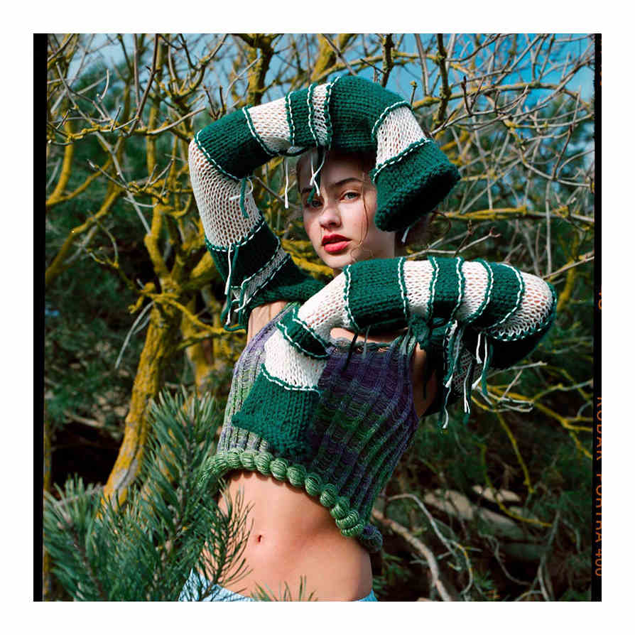 Y2K Knitted Hollow Striped Tassel Shawl - Image 10