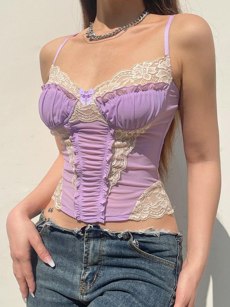 Y2K Lace Strap Crop Top - Image 2