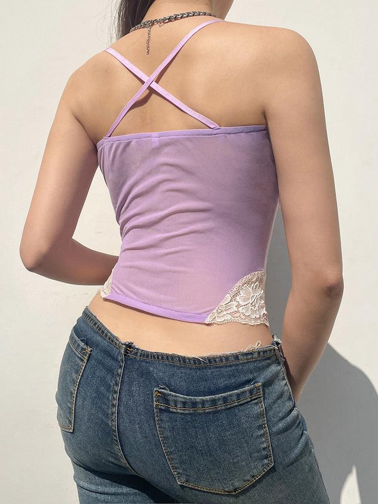 Y2K Lace Strap Crop Top - Image 3
