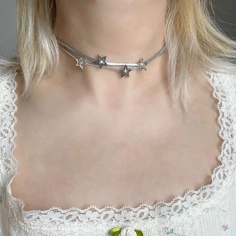 Y2K Layered Choker Necklace - Image 3