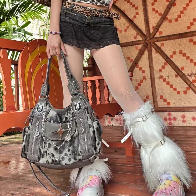 Y2K Leopard Faux Fur Bag - Image 7