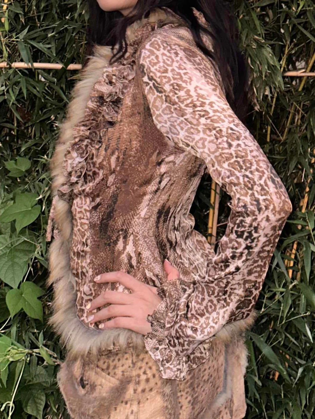 Y2K Leopard Ruffled Cardigan - Image 6