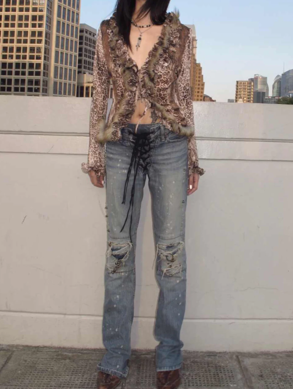 Y2K Leopard Ruffled Cardigan - Image 7