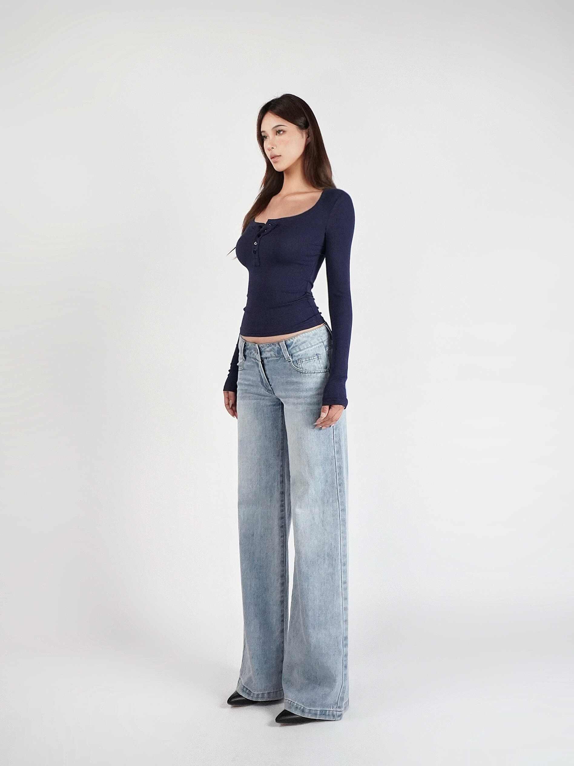 Y2K Low-waist Straight Slim Jeans - Image 4