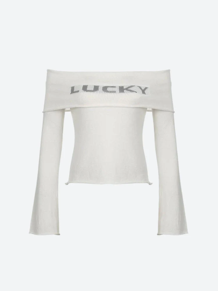 Y2K Lucky Girl Off Shoulder Top - Image 3