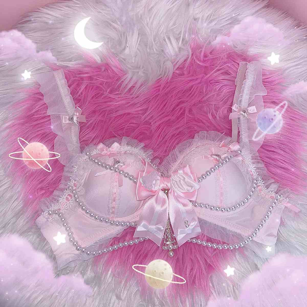 Y2K Pearl Kitten Lace Bra - Image 6