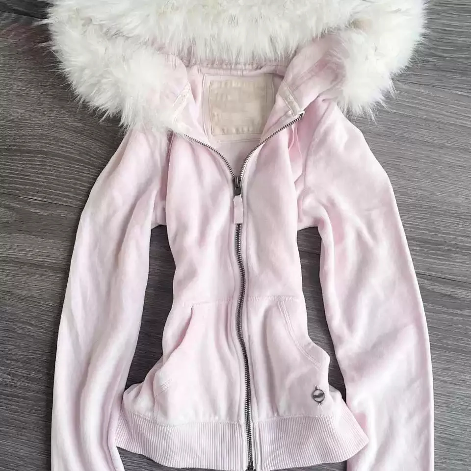Y2K Pink Hooded Zipper Jacket - Image 2
