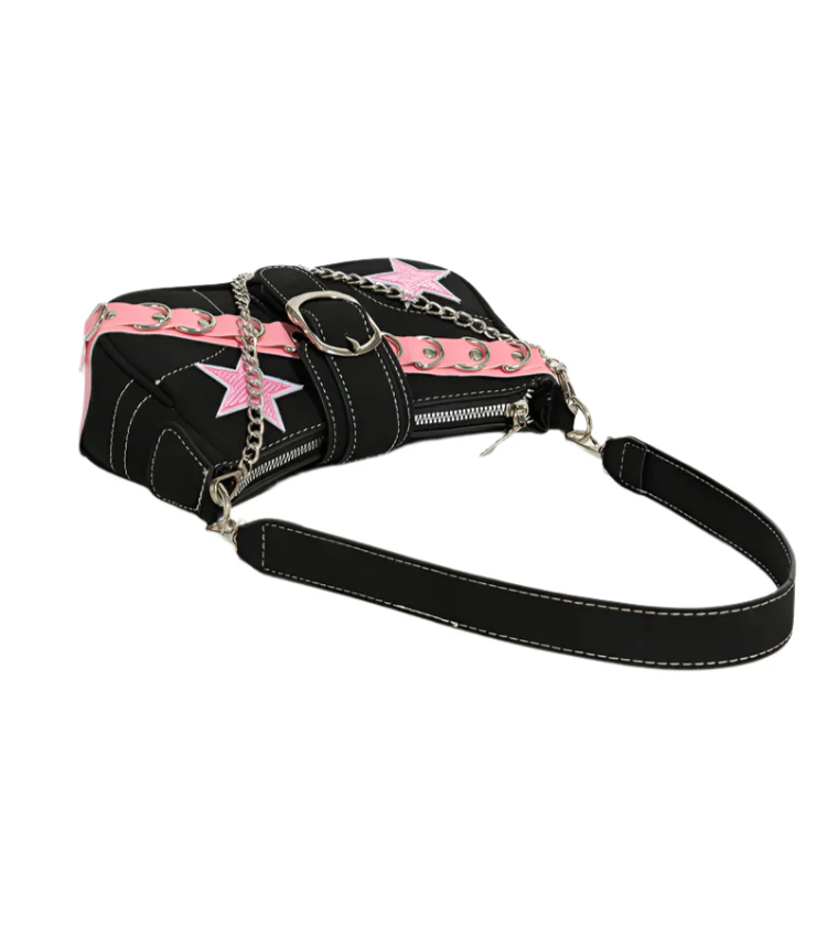 Y2K Pink Stars Belt Armpit Bag - Image 4