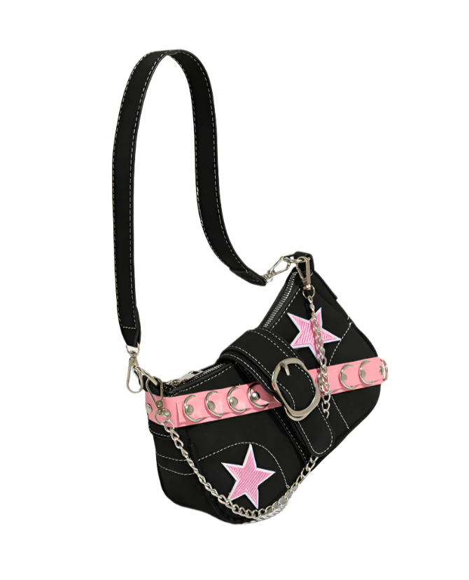 Y2K Pink Stars Belt Armpit Bag - Image 6