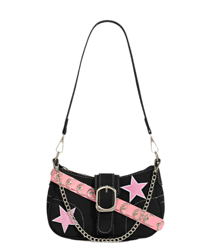 Y2K Pink Stars Belt Armpit Bag - Image 7
