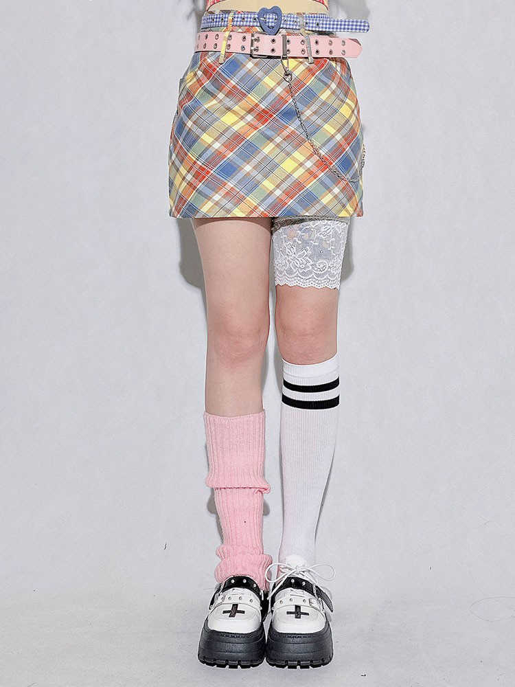 Y2K Plaid Cover Hip Skirt - Image 2