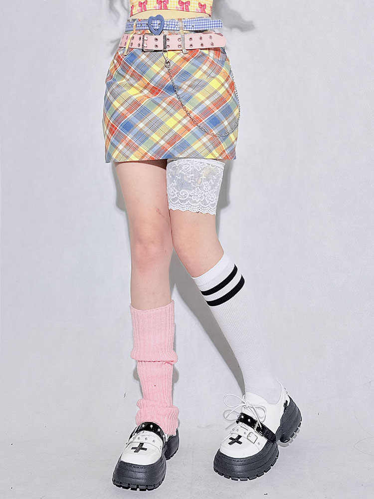 Y2K Plaid Cover Hip Skirt - Image 4
