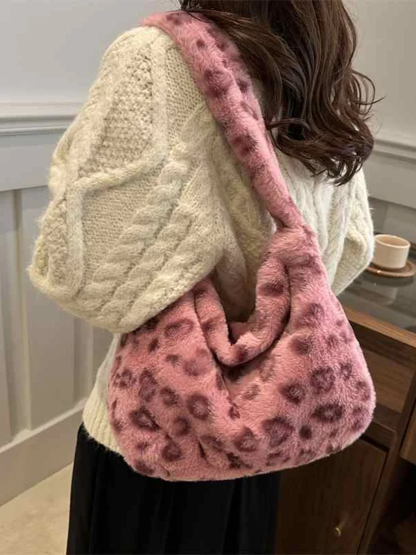 Y2K Plush Leopard Crossbody Bag - Image 11
