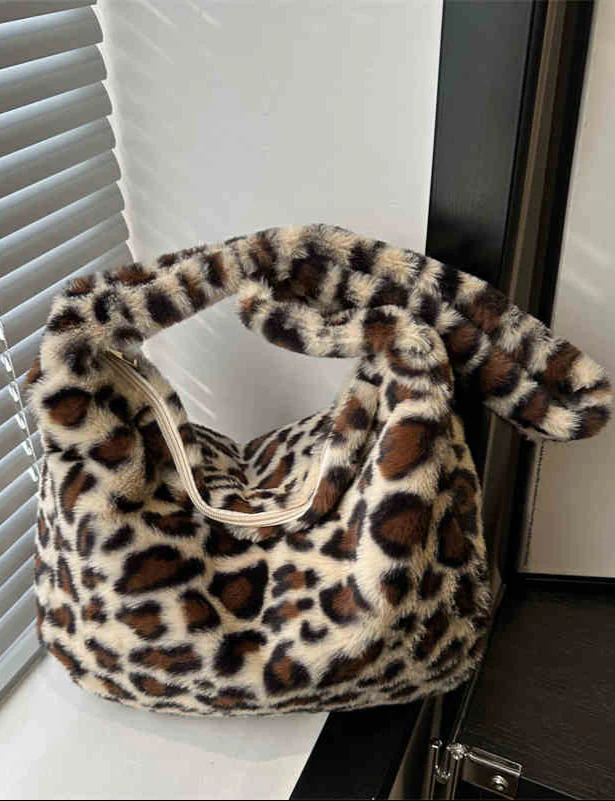 Y2K Plush Leopard Crossbody Bag - Image 4