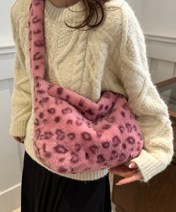 Y2K Plush Leopard Crossbody Bag - Image 8