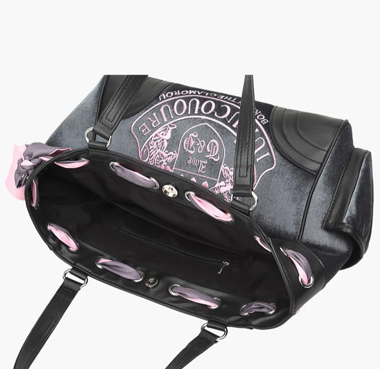 Y2K Plush Velvet Preppy Tote Bag - Image 2