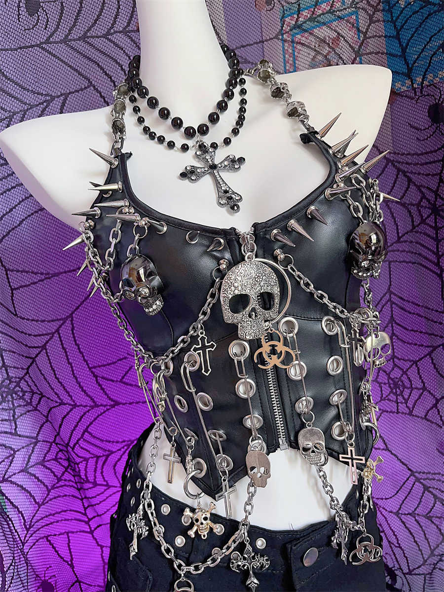 Y2K Punk Goth Skull Halter Top - Image 4