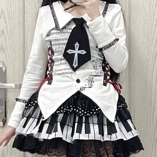 y2k punk piano key cake skirt - Image 3