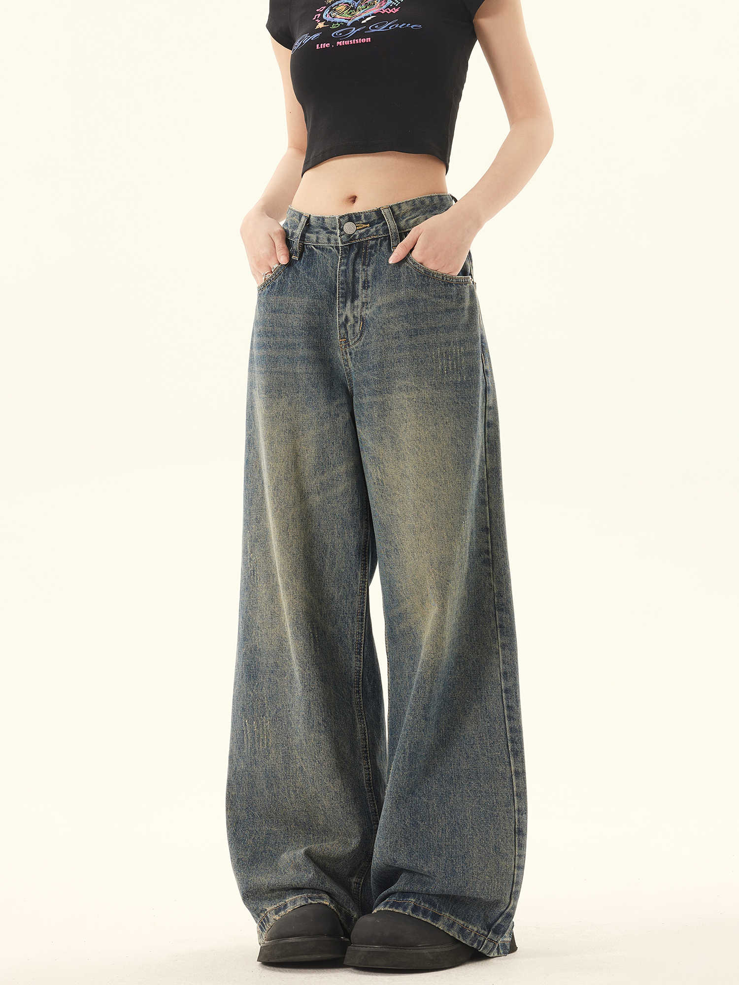 Y2K Retro Distressed Baggy Jeans - Image 2