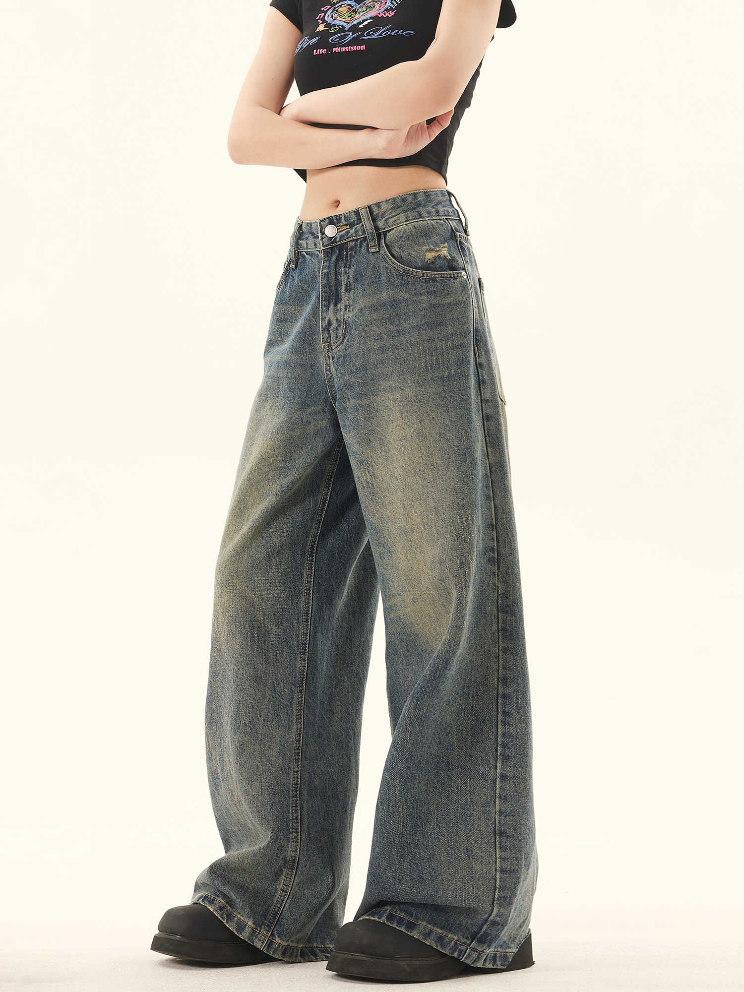 Y2K Retro Distressed Baggy Jeans - Image 4