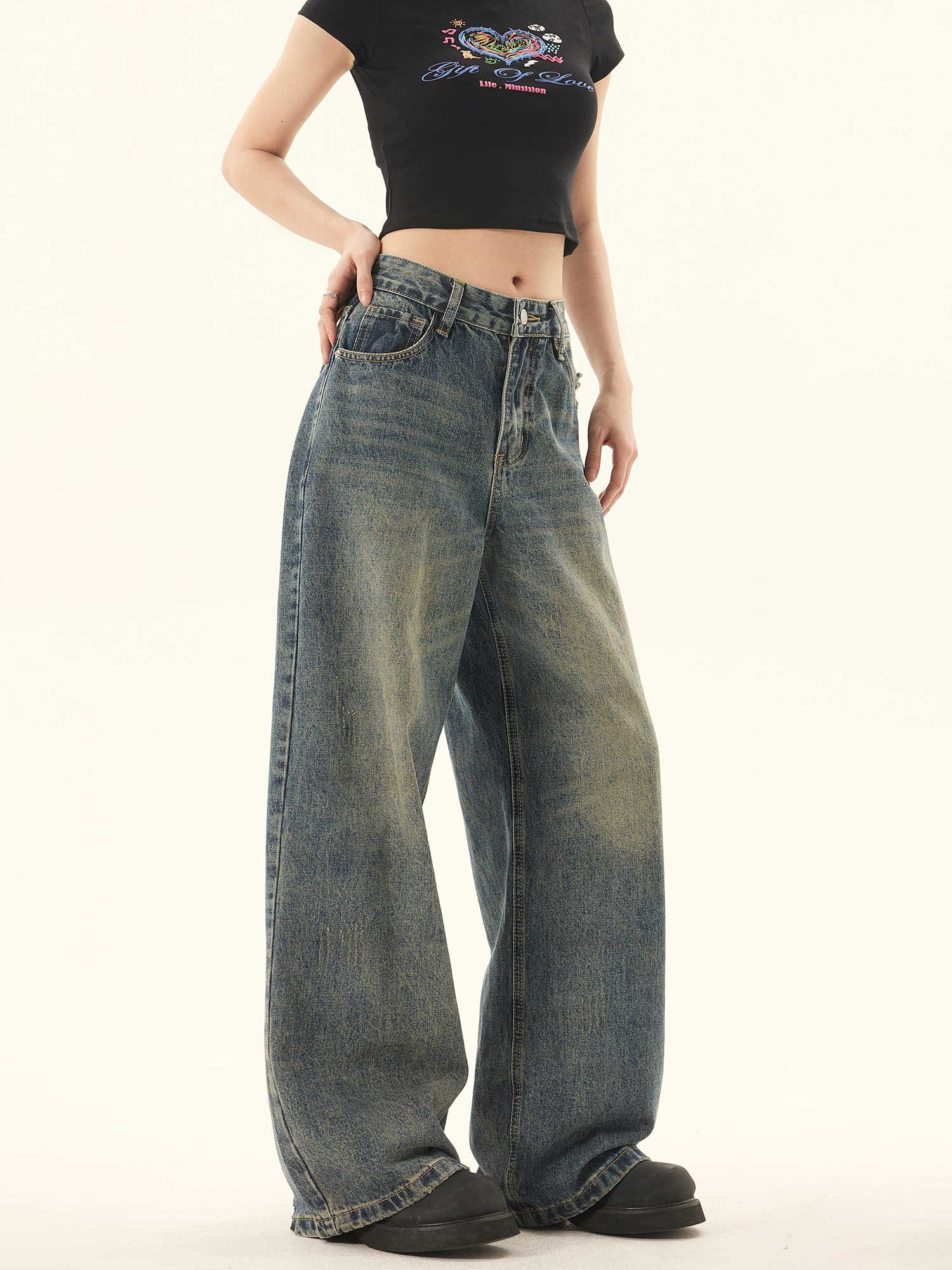 Y2K Retro Distressed Baggy Jeans - Image 5