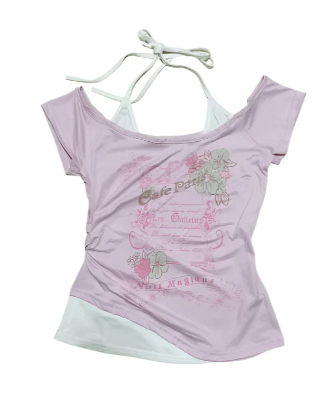 Y2K Retro Fake Two-piece Shirt - Image 3