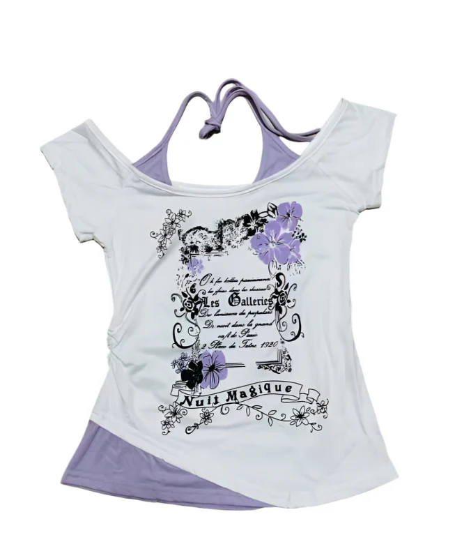 Y2K Retro Fake Two-piece Shirt - Image 5