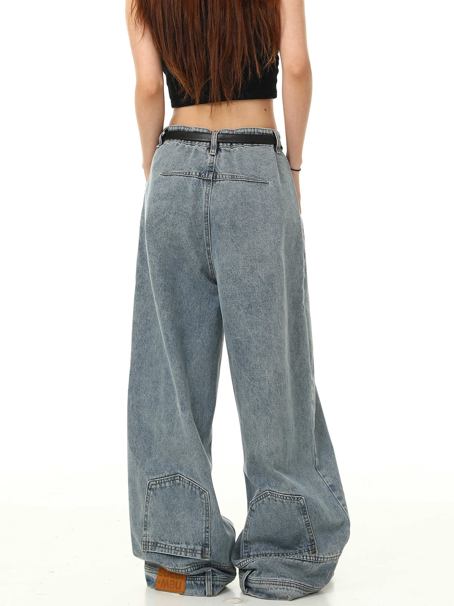 Y2K Retro Inverted Washed Baggy Jeans - Image 4